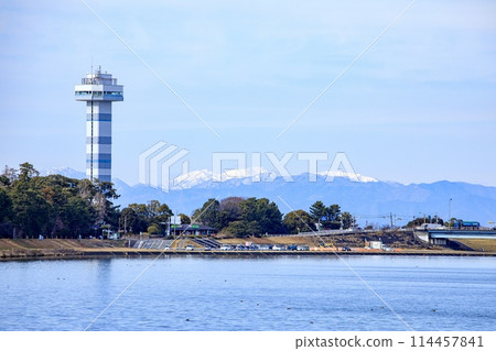 遠眺海津市、長良川和木曾三川公園展望塔 114457841