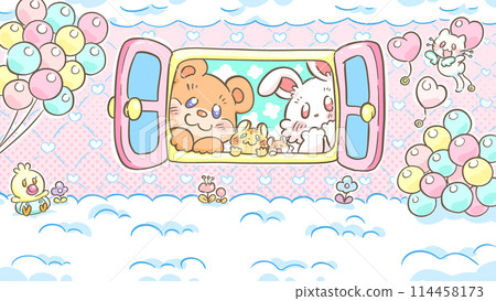 童話動物和房間背景 114458173