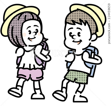小學生上學插畫 114459659