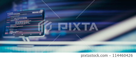 Digital technology industry concept development of programming and coding technologies. 114460426