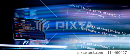 Digital technology industry concept development of programming and coding technologies. 114460427