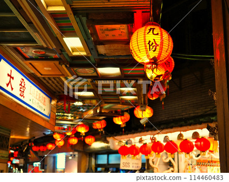 Jiufen Old Street at night, Taiwan Jiufen Old Street at night, Taiwan 114460483