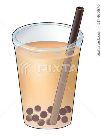 Illustration of tapioca straight tea (with straw) 114460670
