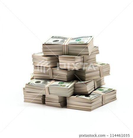 Stack of Dollar Bills Isolated on White Background. Generative ai Stack of Dollar Bills Isolated on White Background. Generative ai 114461035