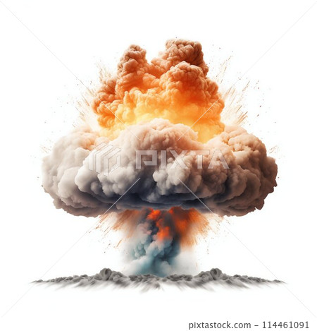 Nuclear Explosion Isolated on White Background. Generative ai 114461091