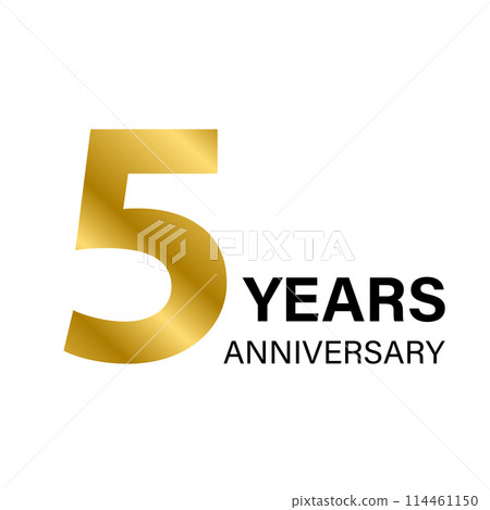 5 years anniversary gold icon vector for graphic design, logo, website, social media, mobile app, UI illustration 114461150
