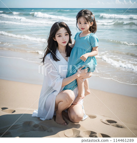 Parents and children playing at the beach AI-generated image AI-generated AI image AI beauty Parents and children playing at the beach AI-generated image AI-generated AI image AI beauty 114461289