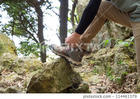 Trekking, hiking, mountain climbing image 114461379