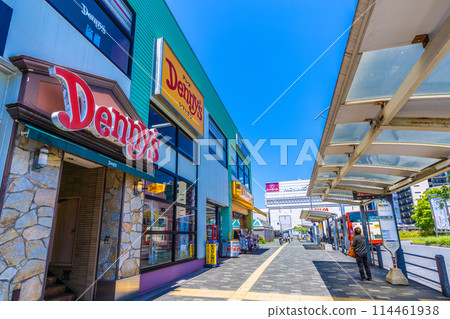 Fujisawa cityscape in Japan, overlooking the entrance to Shonandai Station (subway, Odakyu, and Sotetsu lines) Fujisawa cityscape in Japan, overlooking the entrance to Shonandai Station (subway, Odakyu, and Sotetsu lines) 114461938