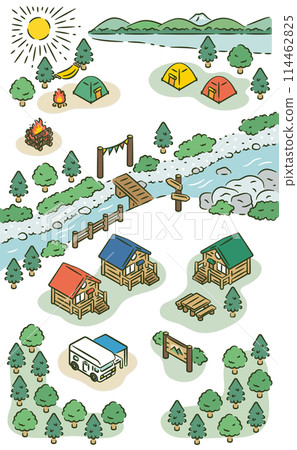 Campsite vertical illustration Campsite vertical illustration 114462825
