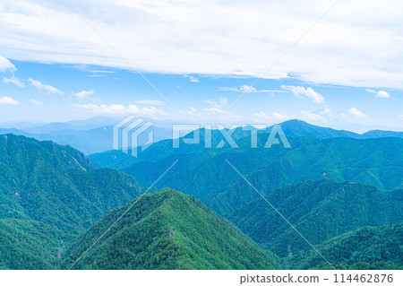 [Mountain material] Mountain scenery seen from Mt. Kokushi in summer [Yamanashi Prefecture] 114462876