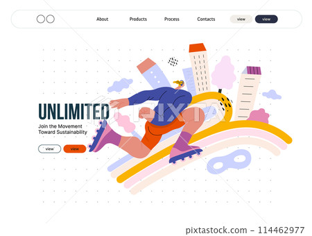 Life Unframed: Roller -modern flat vector concept illustration of a man rollerblading across rainbow. Metaphor of unpredictability, imagination, whimsy, cycle of existence, play, growth and discovery Life Unframed: Roller -modern flat vector concept illustration of a man rollerblading across rainbow. Metaphor of unpredictability, imagination, whimsy, cycle of existence, play, growth and discovery 114462977
