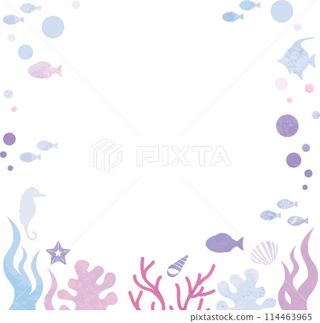 Summer sea silhouette frame decoration watercolor copy space background illustration material Summer sea silhouette frame decoration watercolor copy space background illustration material 114463965