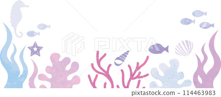 Summer sea silhouette banner frame decoration watercolor copy space background illustration material Summer sea silhouette banner frame decoration watercolor copy space background illustration material 114463983