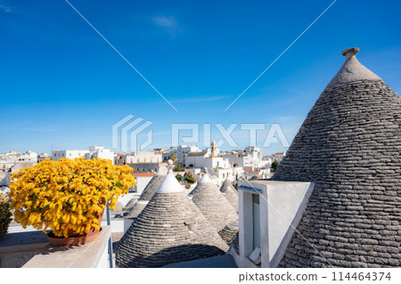 World Heritage Trulli streetscape in the morning World Heritage Trulli streetscape in the morning 114464374
