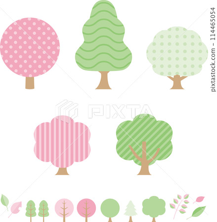 Summer green forest tree icon decoration cute stylish modern simple illustration material set Summer green forest tree icon decoration cute stylish modern simple illustration material set 114465054