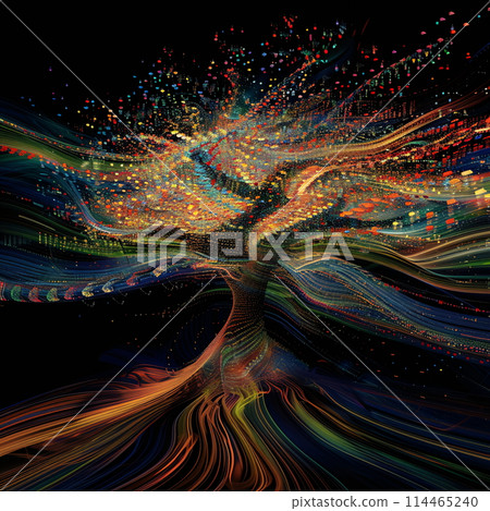 Ethereal Experience: A Mesmerizing Display of a Tree with Dynamic Lights 114465240