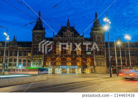 Sunrise at Amsterdam Central Station, Netherlands 114465416