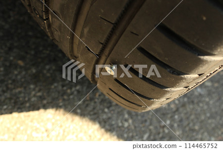 Metal Screw In Run Flat Tire Top View Metal Screw In Run Flat Tire Top View 114465752