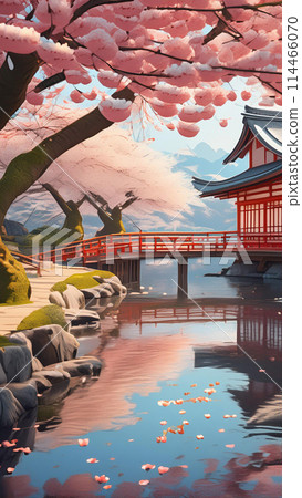 Japanese garden in the morning wallpaper for Notebook cover, I pad, I phone, mobile high quality images 114466070