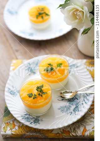 orange panna cotta 114466135