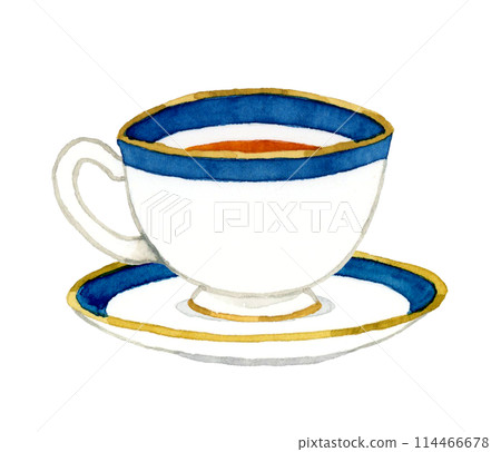 Tea in a teacup: Hand-drawn watercolor illustration of drinks and cafe menu Tea in a teacup: Hand-drawn watercolor illustration of drinks and cafe menu 114466678