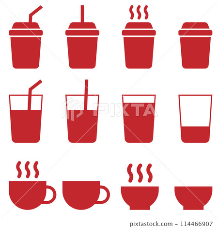 Cafe drink icon set red 114466907
