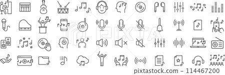 Music related line icon set Music related line icon set 114467200