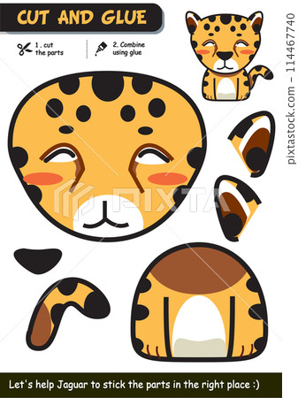 Engaging Paper Craft Game for Children: Jaguar Cut and Glue Activity for Interactive Learning 114467740