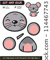 Educational paper craft game for children: Mouse cut and glue activity for creative learning 114467743