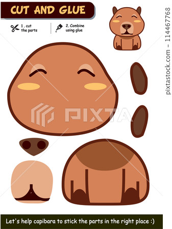 Educational paper craft game for children: Cut and glue a charming capybara 114467768