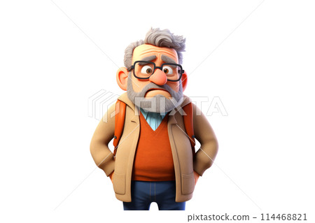 Sad stressed upset cartoon character senior mature adult man person portrait in 3d style design on light background. Human people feelings expression concept Sad stressed upset cartoon character senior mature adult man person portrait in 3d style design on light background. Human people feelings expression concept 114468821