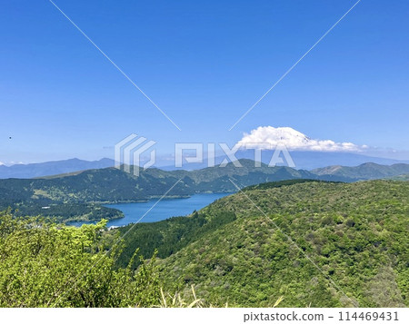 箱根收費公路_從代官山展望台看到的蘆之湖和富士山 箱根收費公路_從代官山展望台看到的蘆之湖和富士山 114469431