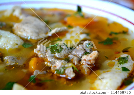 Hot vegetable and meat soup Hot vegetable and meat soup 114469730