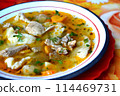 Hot vegetable and meat soup 114469731