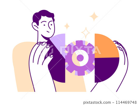 A man with a chart and a gear 114469748