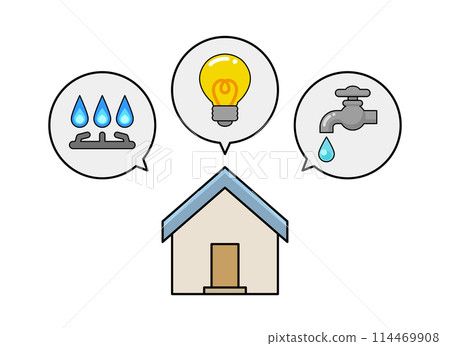 電力、燃氣和水公用設施和住房插圖 電力、燃氣和水公用設施和住房插圖 114469908