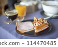 breakfast sausage and ham on the table 114470485
