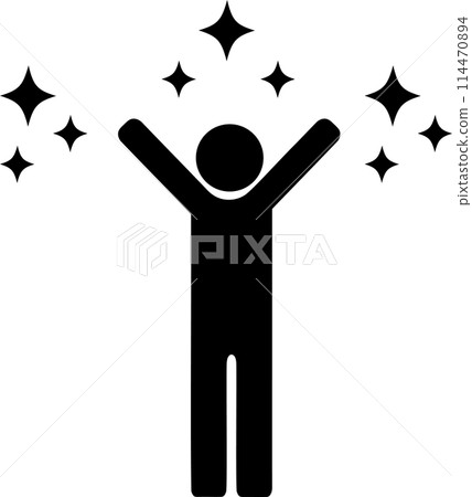 Person pictogram Banzai icon whole body happy sparkling Person pictogram Banzai icon whole body happy sparkling 114470894