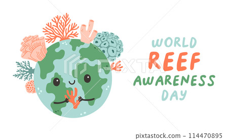 World Reef Awareness Day design template for celebration. World Reef Day vector design for banner, poster, postcard 114470895