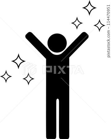 Person pictogram Banzai icon whole body happy sparkling Person pictogram Banzai icon whole body happy sparkling 114470951