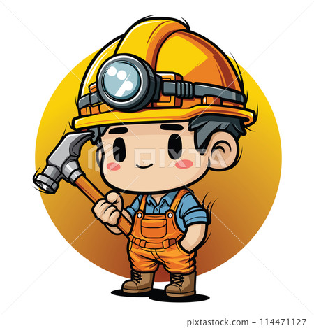 Cute cartoon Construction worker Chibi stlye. Cute cartoon Construction worker Chibi stlye. 114471127