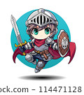Cute Vector cartoon Knight Chibi Style. 114471128
