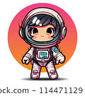 Cute cartoon Girl in astronaut suite 114471129