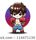 cute boxing boy cartoon chibi street art vector 114471130