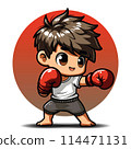 cute boxing boy cartoon chibi street art vector 114471131