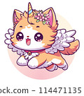 Cute kittycorn cartoon Chibi style. 114471135