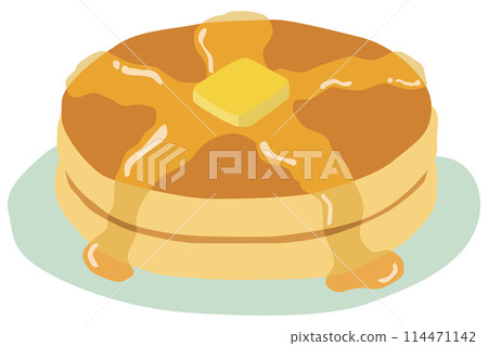 Illustration of hot cakes on a plate 114471142