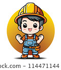 Cute cartoon Construction worker Chibi stlye. 114471144