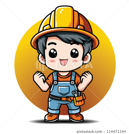Cute cartoon Construction worker Chibi stlye. Cute cartoon Construction worker Chibi stlye. 114471144